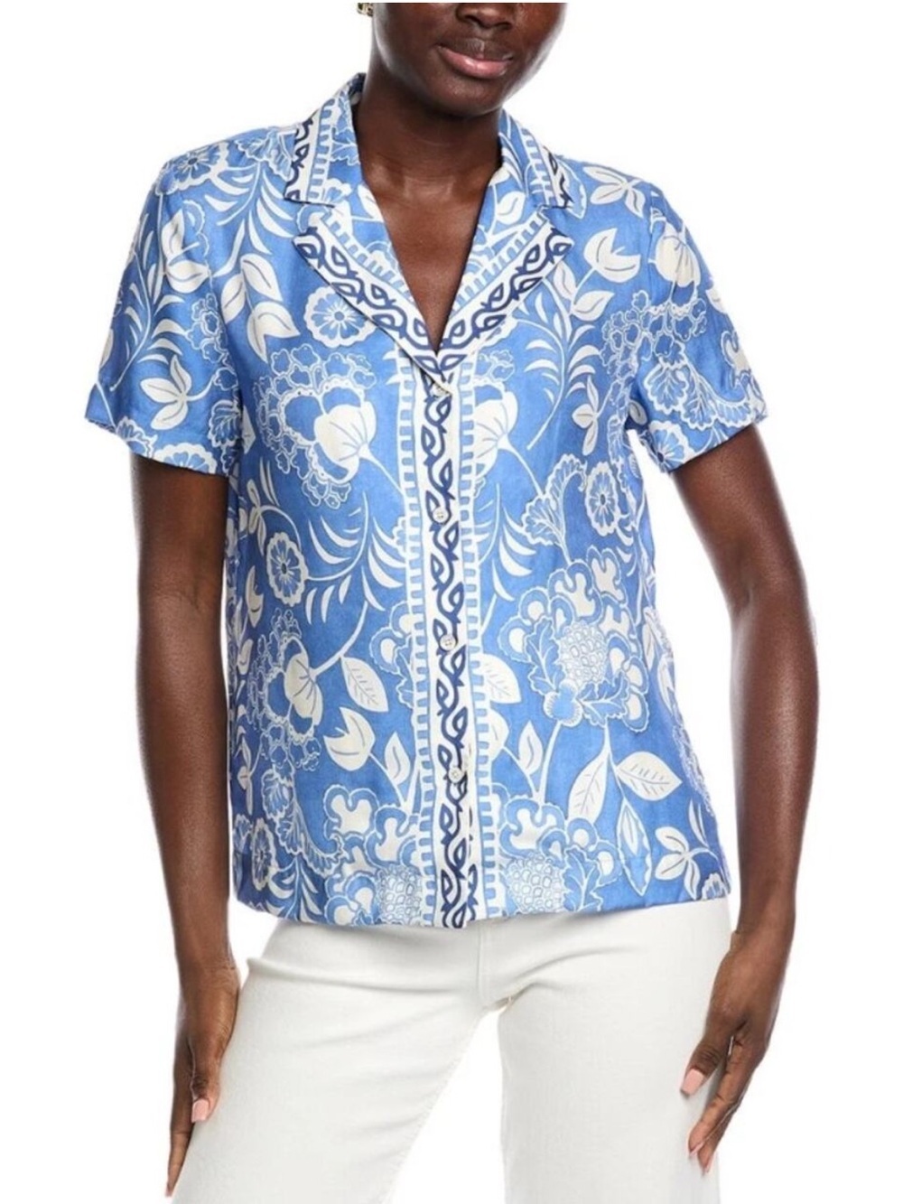J.McLaughlin Bimini Blouse in Blue Navy Terrace